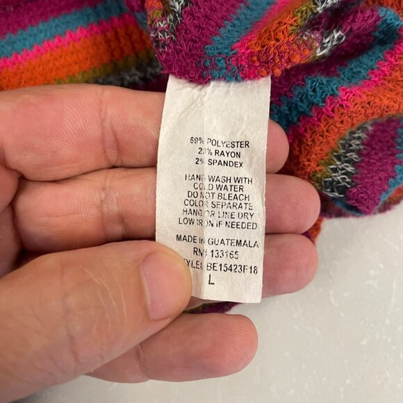 Altard State Lightweight Striped Sweater Ruffle Hem Long Sleeve Size Large - Picture 9 of 9